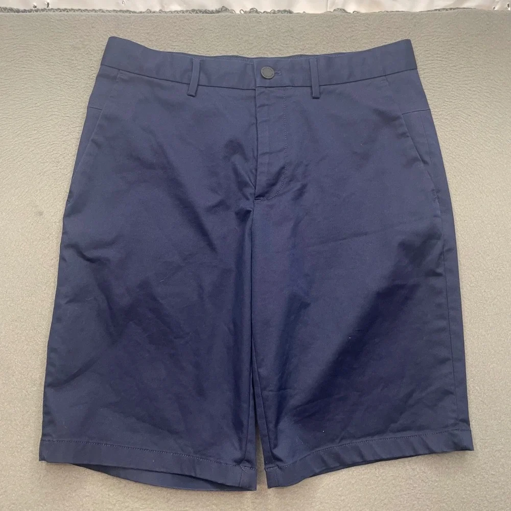 Banana Republic Men Emerson Short Navy Blue Cotton Blend 30 Slim Chino Preppy